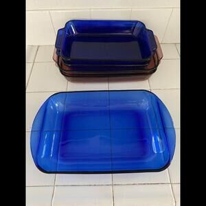 Anchor Hocking Cobalt Blue 3 Qt Casserole Baking Dish 9"x13" Made in USA
